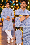 Men’s Light Blue Tribal Print Only Kurta