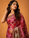 Royal Wine Pink Designer  with Artistic Heritage Pallu
