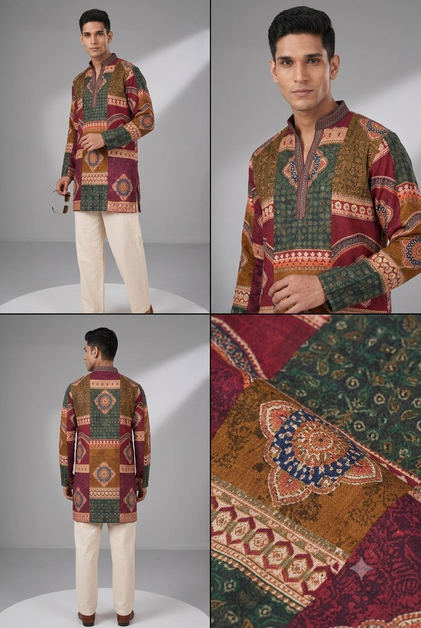 Multicolor Printed Festive Kurta