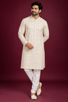 Ivory Micro Printed Festive Kurta