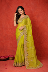 Organza Embroidered Saree with Intricate Zari Border