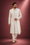 Royal Ivory Embroidered Groom Sherwani Set