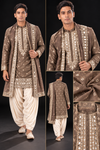 Taupe Mirrorwork Kurta with Dupatta