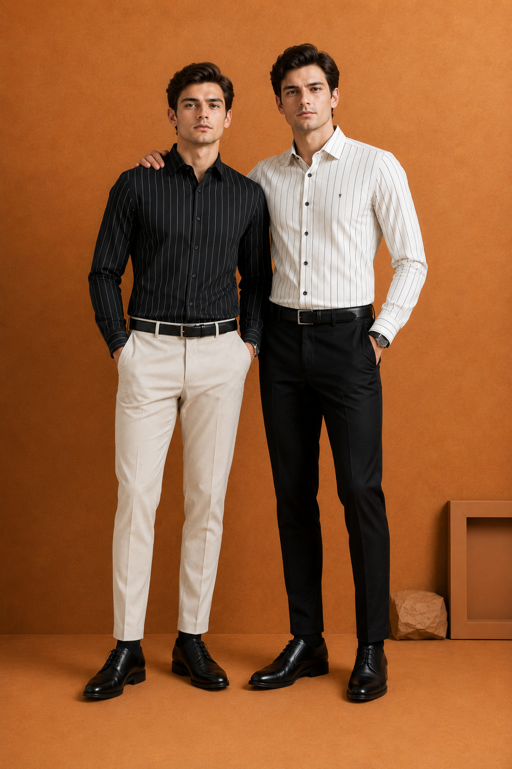 Men's Ivory White Pinstripe Formal Shirt