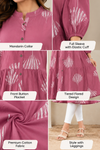 Women's Printed Tiered Cotton Kurti with Mandarin Collar