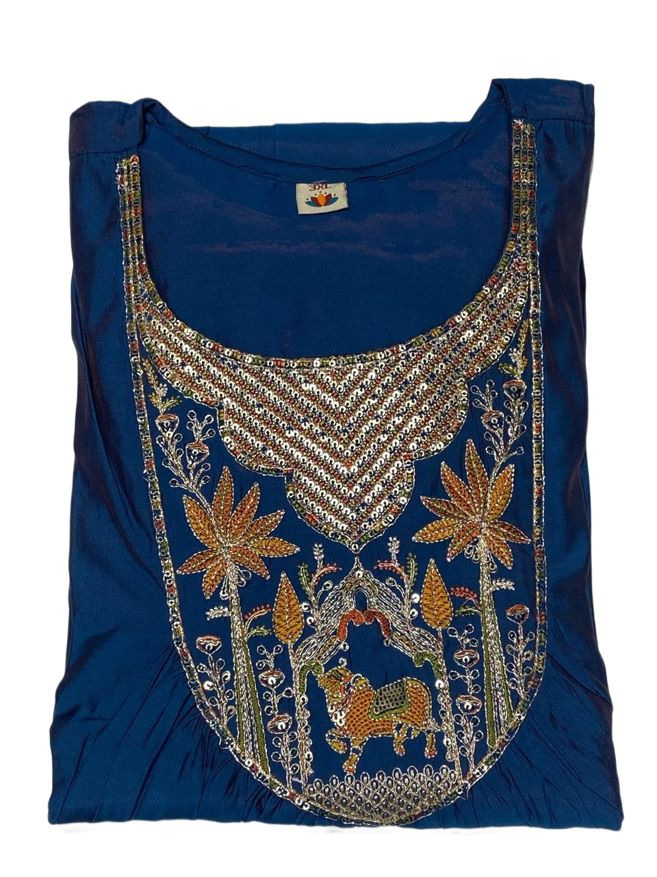 Royal Blue Embroidered Kurta Pant Dupatta Set for Women