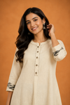 Women's Printed Kurti with Ikat Palazzo Co-ord Set