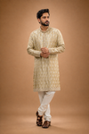Beige Embroidered Men’s Festive Kurta