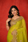 Organza Embroidered Saree with Intricate Zari Border