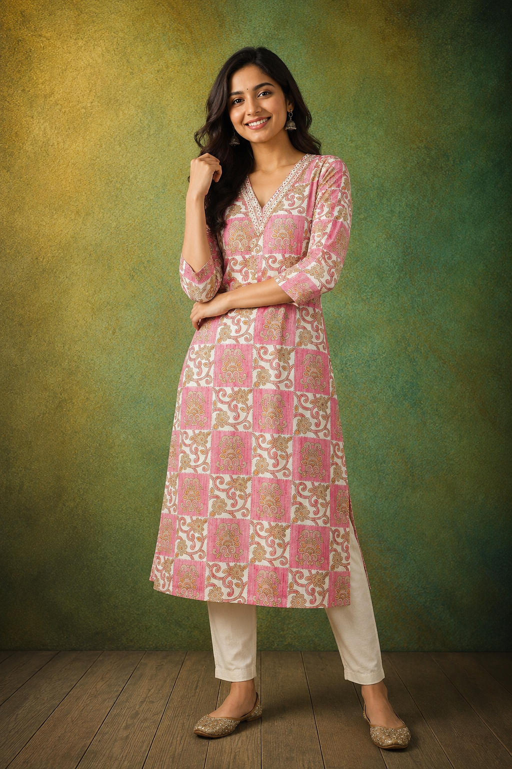 Elegant Pink Printed Cotton Kurti for Women | Ethnic Casual Wear
