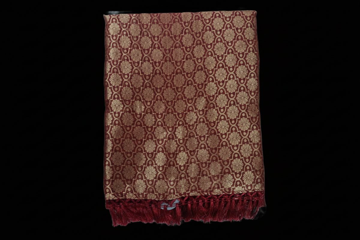 Deep Checked Silk Saree with Floral Zari Border