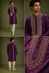 Royal Plum Embroidered Festive Kurta Set