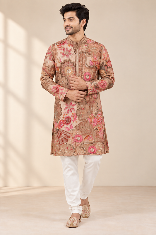 Regal Floral Embroidered Men’s Kurta Set
