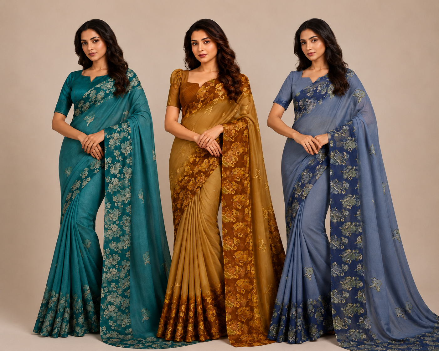 Women’s Floral Print Saree