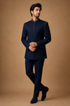 Navy Blue Embellished Jodhpuri Suit