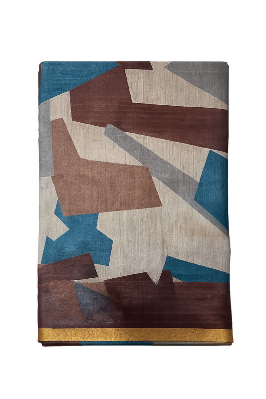 Elegant Multicolor Geometric Soft Silk Saree with Rich Zari Border