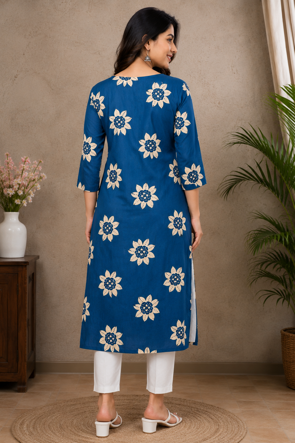 Indigo Bloom Floral Kurti