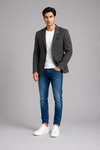 Jet Black Textured Premium Formal Blazer for Men