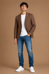 Men's Coffee Brown Textured Casual Blazer