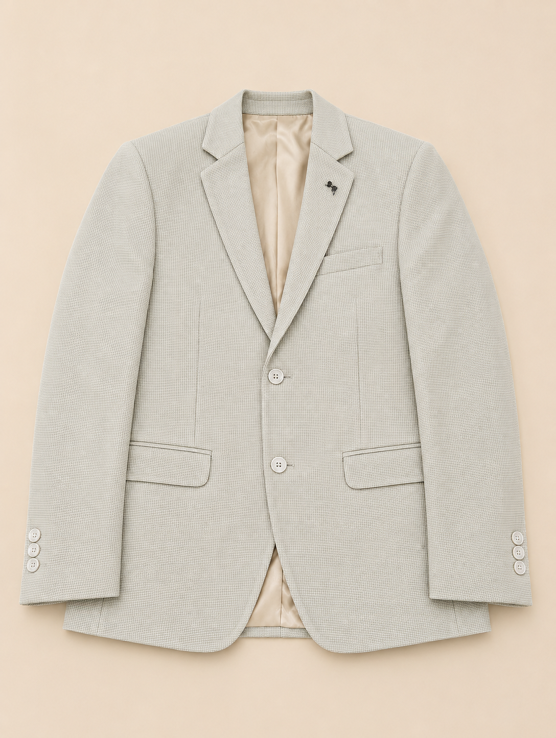 Cream Beige Textured Premium Men's Blazer