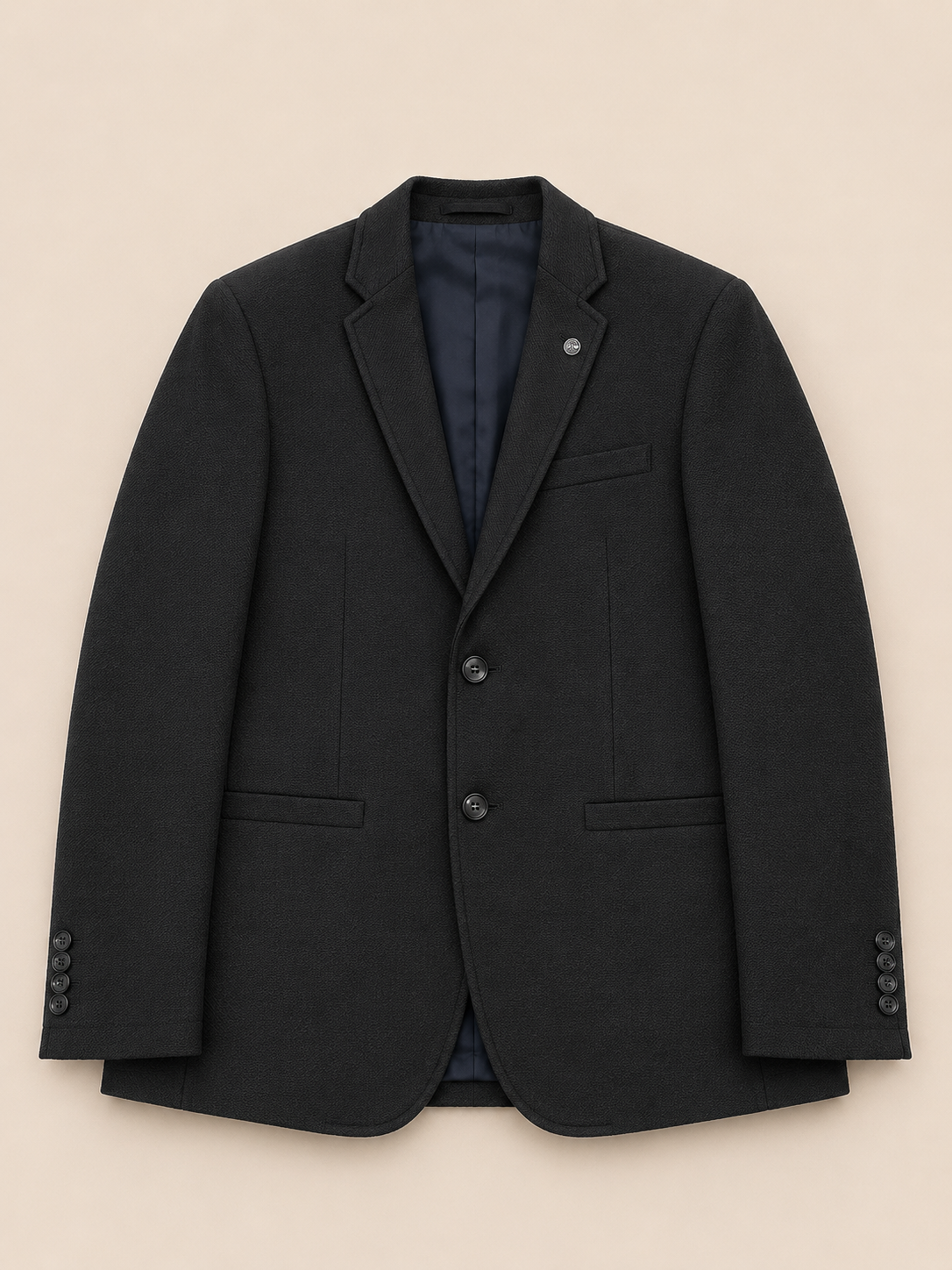Jet Black Textured Premium Formal Blazer for Men