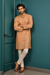 Peach Embroidered Men’s Festive Kurta Set