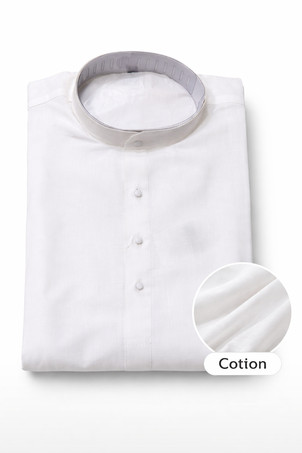 Men’s White Solid Cotton Kurta Salwar Set