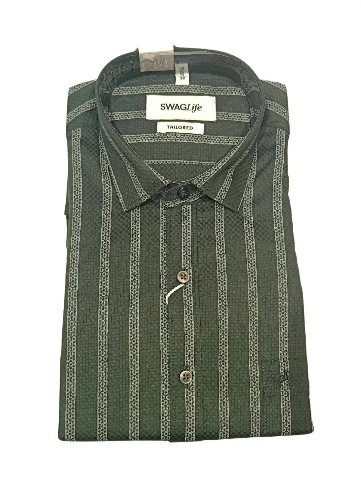 Bottle Green Printed Formal Shirt for Men