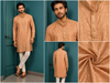 Peach Embroidered Men’s Festive Kurta Set