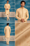 Men’s Premium Golden Jacquard Kurta Pajama Set