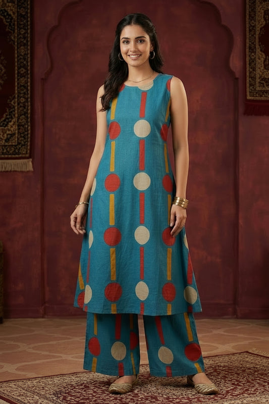 Women’s Teal Blue Printed Co-ord set