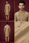 Golden Beige Embroidered Festive Kurta Set