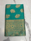 Elegant Turquoise Blue Banarasi Silk Saree with Rich Gold Zari Weaving
