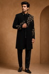 Black & Gold Embellished Indo-Western Sherwani Set