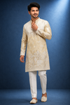 Ivory Gold Embroidered Heritage Kurta Set