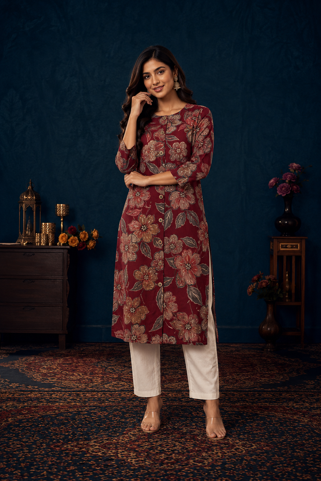 Women's Floral Printed Straight Kurti