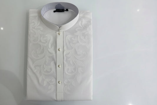 Men’s White Embroidered Kurta Pajama Set