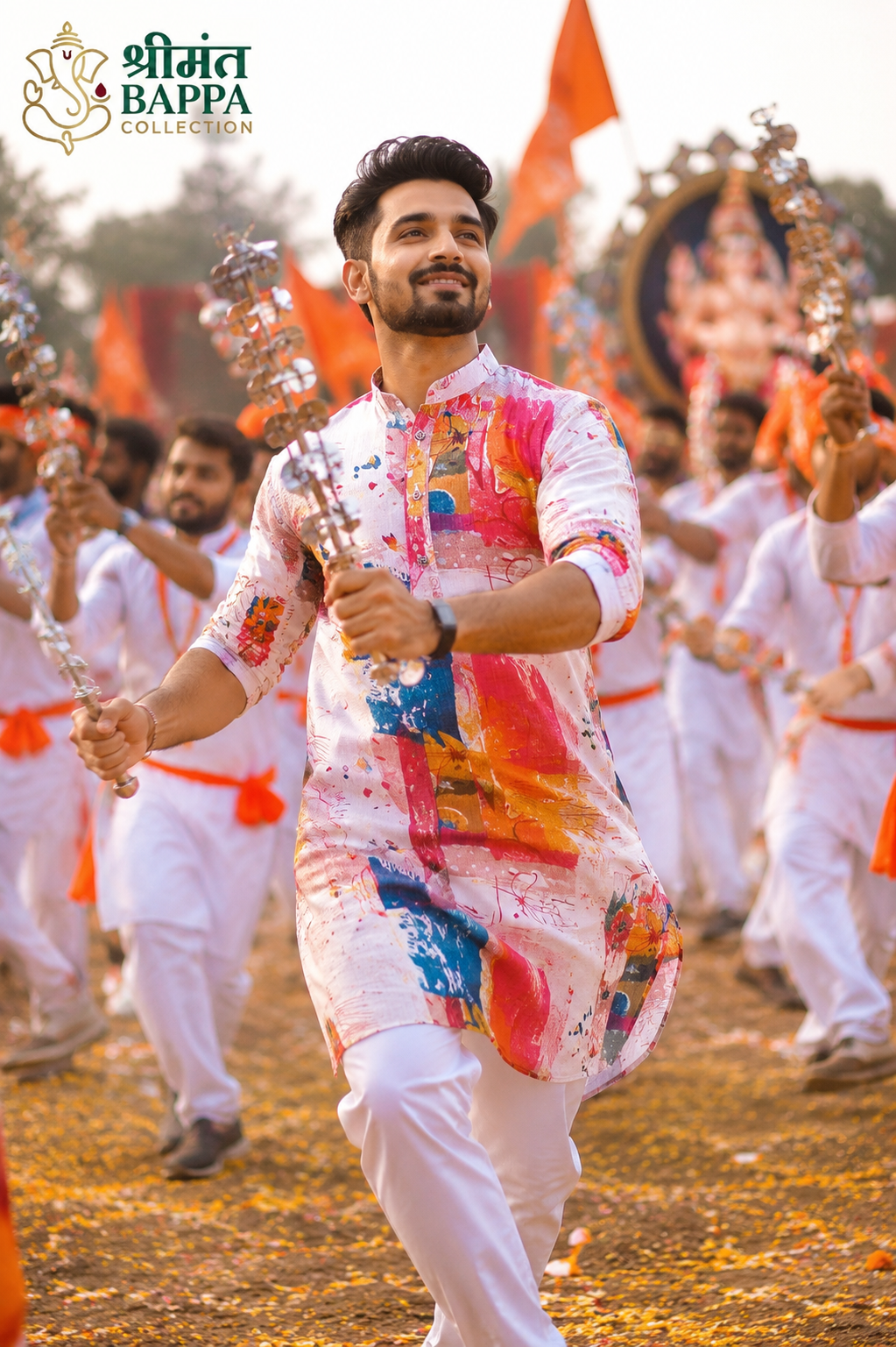 Multicolor Abstract Print Festive Kurta Set