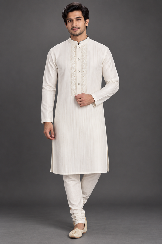 Men’s Premium Ivory Embroidered Kurta