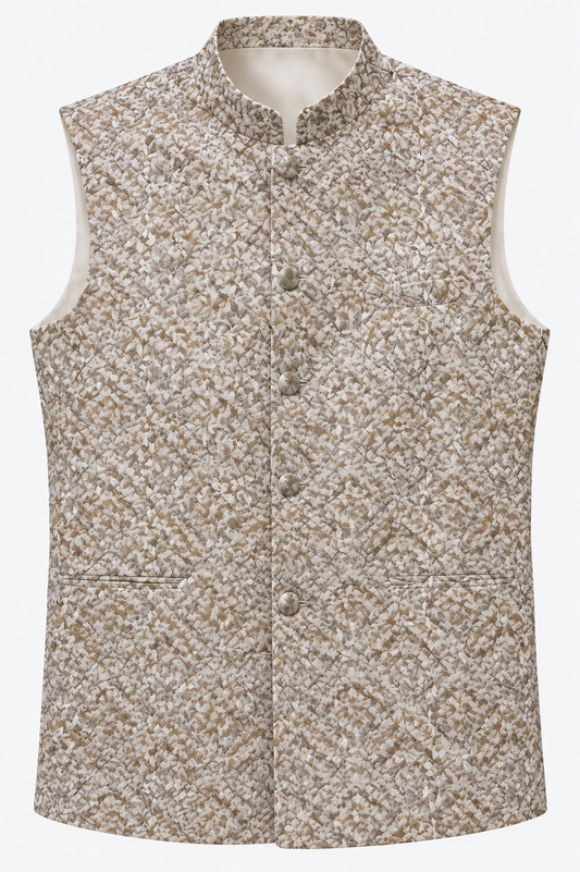 Beige Abstract Printed Modi Jacket