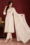 Ivory Elegance Floral Embroidered Suit Set