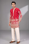Red Embroidered Festive Kurta