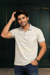 Men's Premium Stripe Polo T-Shirt – Cream | Smart Casual Collection
