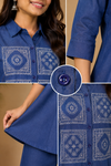 Embroidered Co-Ord Set for Women | Elegant Denim Look Cotton Co-Ord