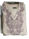 Women’s Elegant Ivory Kurta Pant Set with Purple Floral Dupatta