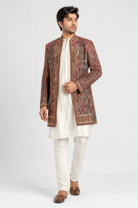 Regal Paisley Indo-Western Jacket Set