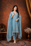 Sky Blue Embroidered Kurta Set with Dupatta