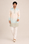 Pastel Blue & Ivory Printed Men’s Kurta Set