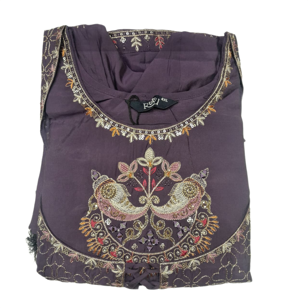 Royal Purple Embroidered Anarkali Kurta Pant & Dupatta Set