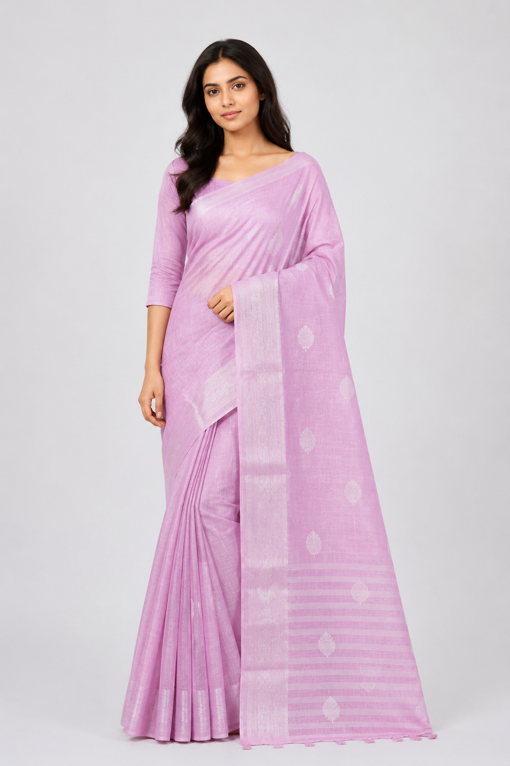 Sunflower Linen Saree  Elegance